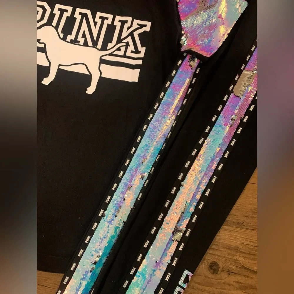 PINK VS MERMAID BLING TSHIRT / YOGA LEGGINGS OUTFIT M